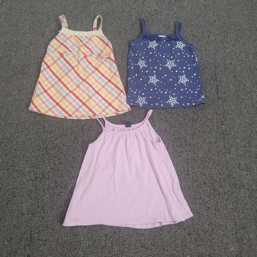 Baby Gap Genuine Kids 2T Camisole Tank Top Lot 3pc Plaid Star Lilac Sleeveless